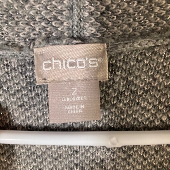 Womens Chicos Wool Blend Zip Cardigan Animal Print Gray Pink Metallic L - Picture 8 of 10